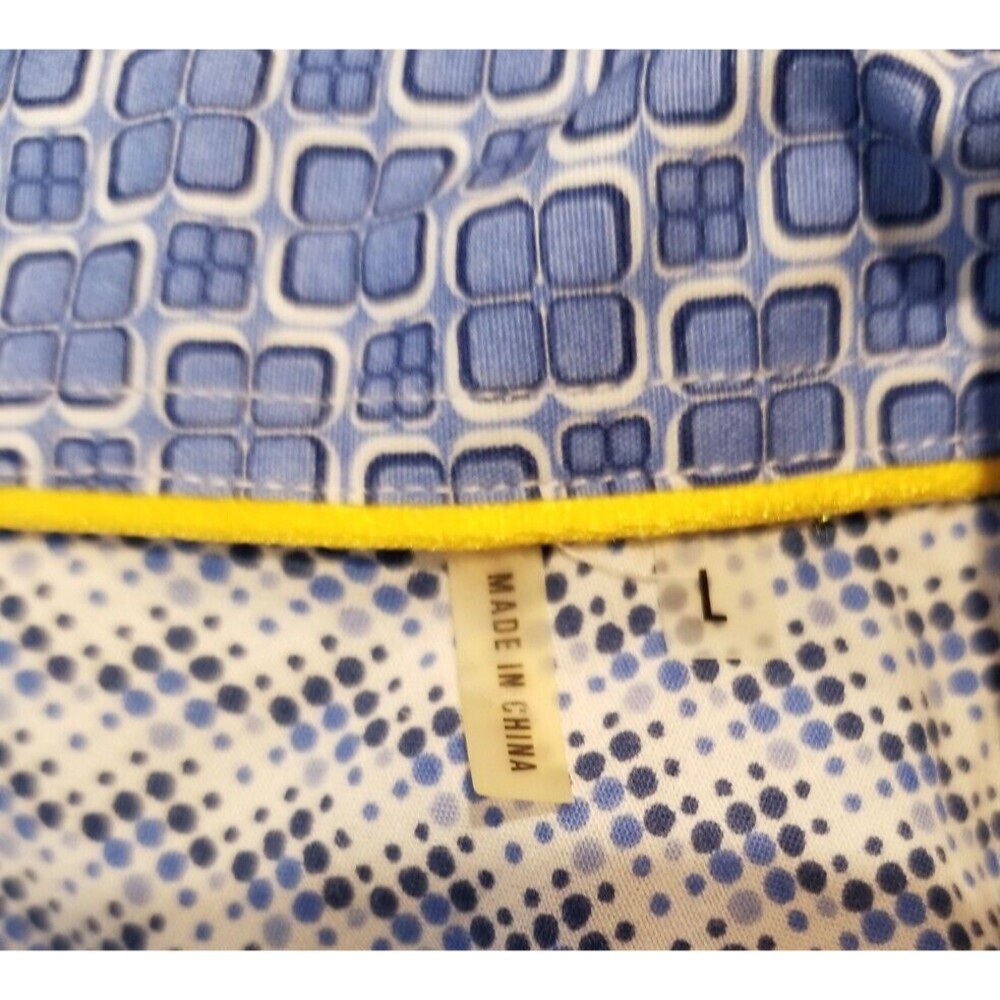 Bugatchi Uomo Men's Shirt Short Sleeve Blue Geometric Classic Fit Size Large - Picture 6 of 6